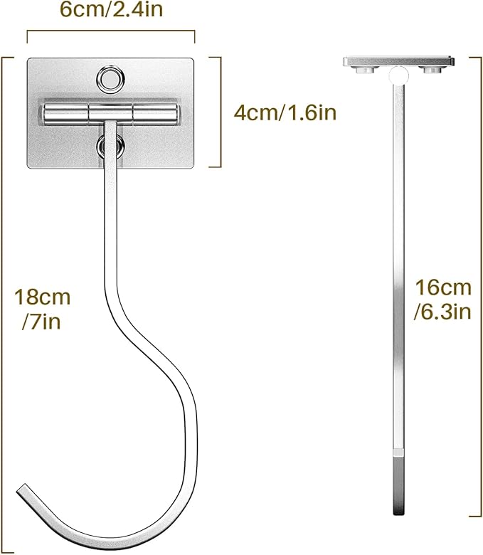 2-Pack Self Adhesive Banana Hook, Metal Banana Hanger Hook,Under Cabinet Hook For Bananas Or Kitchen Items, Foldable Banana Hook, Folds Up With Magnets When Not In Use, Keep Bananas Fresh, Silver