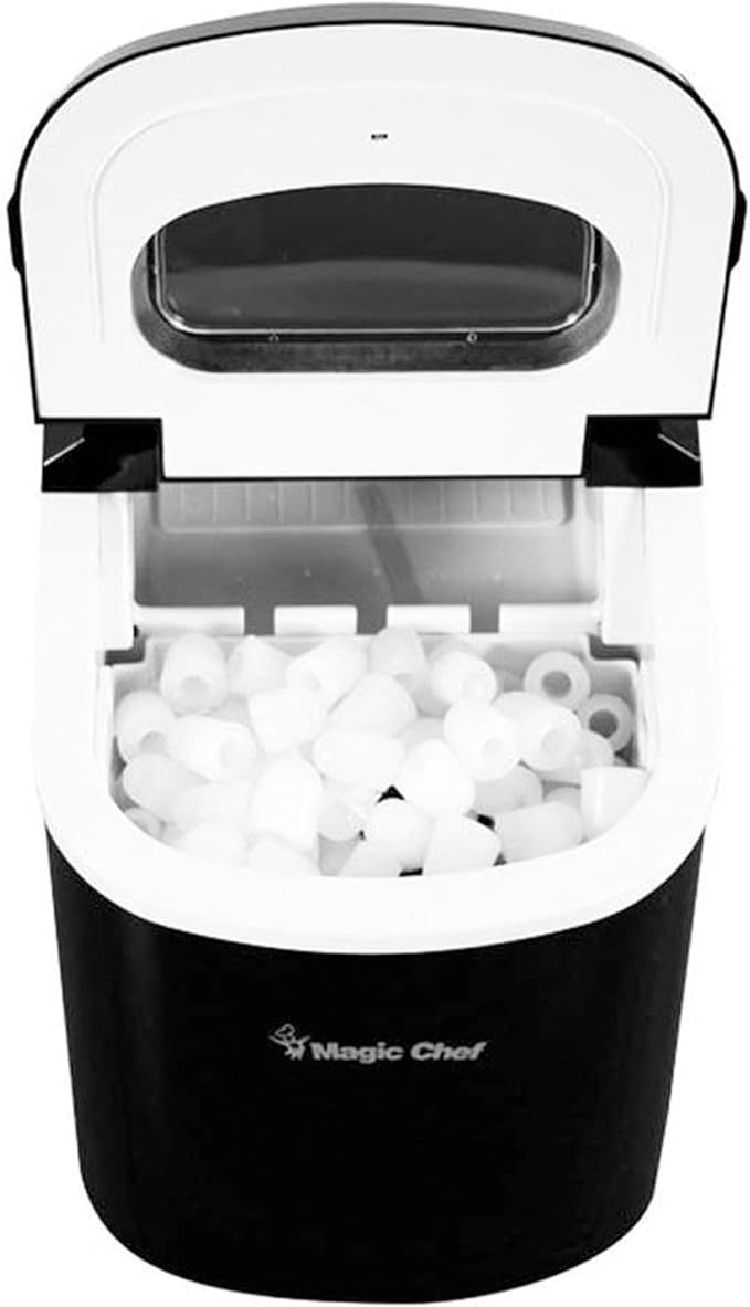 Magic Chef Portable Countertop Small Ice Maker for Kitchen or Home Bar, Tabletop, Parties, 27-Pound Capacity, Black