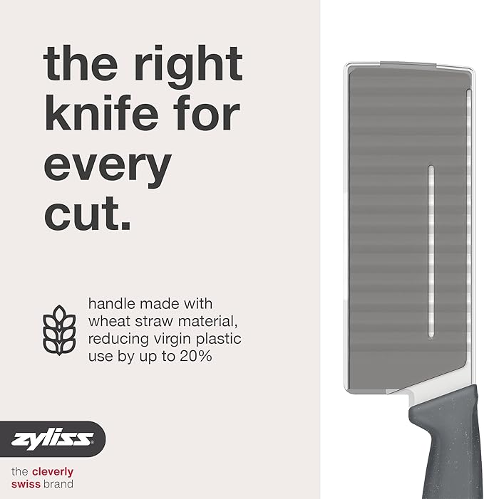 Zyliss Crinkle Cut Knife – Stainless Steel Wavy Blade for Crinkle Cut French Fries, Vegetables & Fruit – Fun Snack & Garnish Cutter with Wheat Straw Handle, Dishwasher Safe, 5-Year Guarantee 4.5"