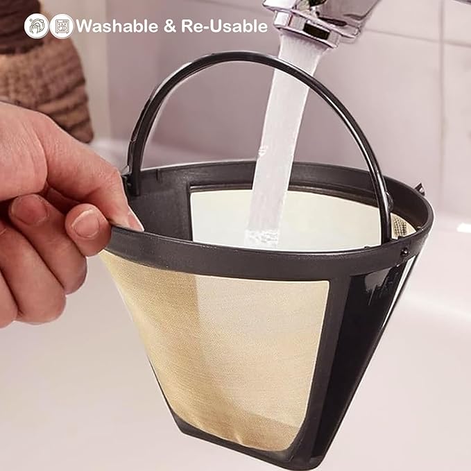 2pcs Reusable #4 Cone Coffee Filter Basket for Ninja and Cuisinart Coffee Makers Coffee Accessories - 2 Pack Permanent Replacement for Ninja and Cuisinart Coffee Brewers