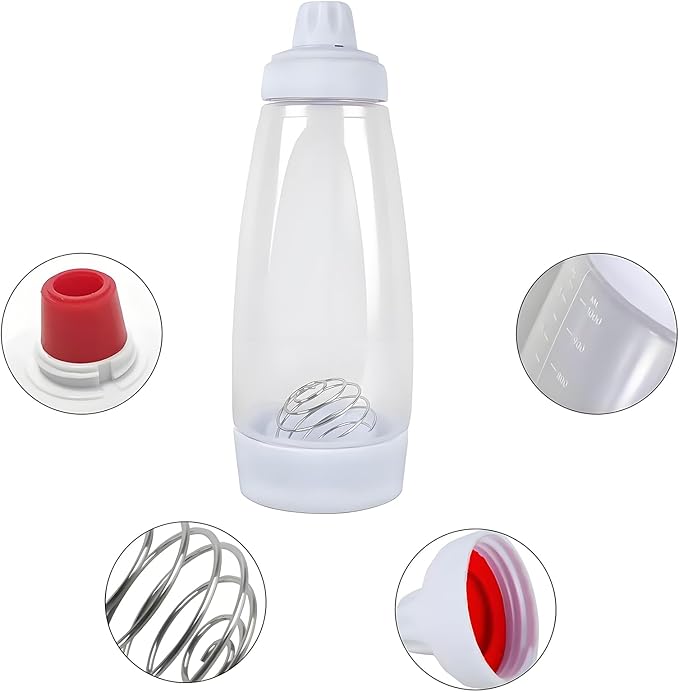 2-piece pancake batter dispenser with mixing ball, suitable for pancakes, crepes, waffles, pancakes, kataev cakes, cupcakes, etc