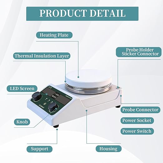 LHS-300PRO Magnetic Stirrer Hot Plate with Probe - 5L Capacity, 300°C, 100-1500 RPM, 5.5" Hotplate