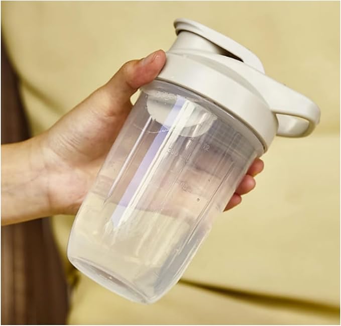 CHNLML Protein Shaker Bottle 400ML/16Oz w. Shaker Ball for Protein Shake, Shaker Bottle with Mixing Ball, Leak-Proof, BPA-Free, for Gym, Workout, Juice Mixer (Grey/Clear, 16Oz-400ML-1Bottle)