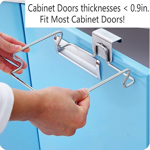 Large Stainless Steel Trash Bag Holder for Kitchen Cabinets Doors and Cupboards, Under Sink Bag Holder, Garbage Bag Holder, Waste Can, Hanging Kitchen Trash Cans