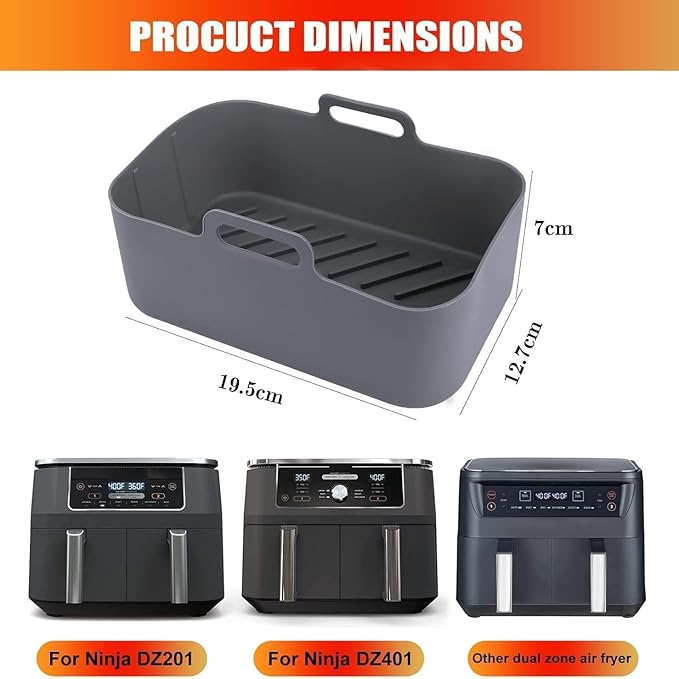 2pcs Silicone Baking Moulds Cake Tins for Dual Air Fryer, Non-Stick Quick Release Heat Resistant Loaf Pans Air Fryer Accessories(Black)