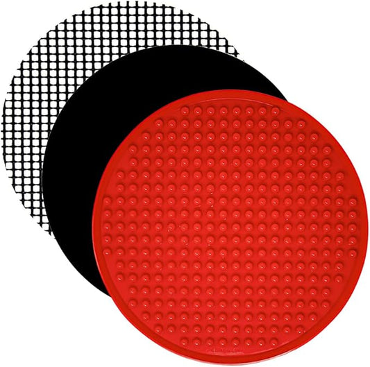 Air Fryer Silicone Liner Set of 3 Compatible with Instant Pot 8 QT Duo Crisp, Ninja Foodi + More, Air Fryer Pressure Cooker Accessories Parchment Paper Sheet Replacement Reusable Mats 9.4 inch Round