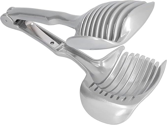 Lemon Slicer, Handheld Tomato Slicer Lemon Cutter Round Fruit Tongs Stainless Steel Onion Slicers Holder for Fruits Vegetables