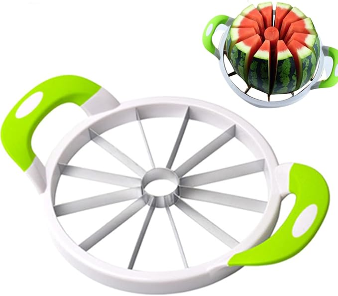 Large Watermelon Slicer Cutter Comfort Silicone Handle Watermelon Slicer Creative Melon Cutter Knife Cutting Tools(11INCH)