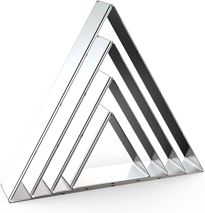 Equilateral Triangle Cookie Cutter Set Large - 5 Inch, 4 Inch, 3 Inch, 2 Inch - Geometric Frame Plaque Cookie Cutters Shapes Molds - Stainless Steel