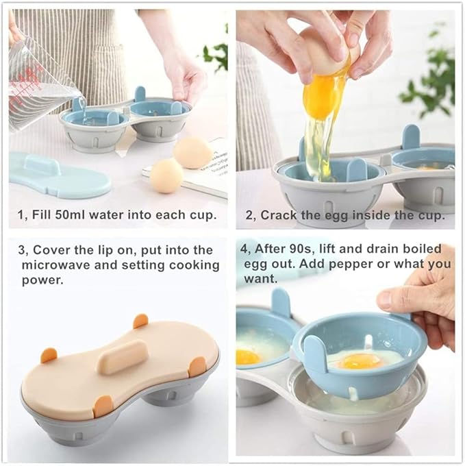 Microwave Egg Poacher, Poached Egg Cooker with Measure Cup, Dishwasher Safe BPA Free, Egg Maker Poached Egg Steamer Kitchen Gadget Mother Day Gift