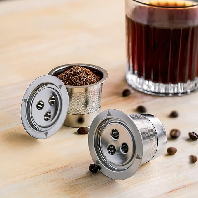 2 Pack K Cups Reusable Coffee Pods for Ninja Dual Brew Coffee Maker Stainless Steel Permanent K Cups Filters Coffee Accessories Compatible with Ninja CFP201 CFP301 Dual Brew Pro Machine