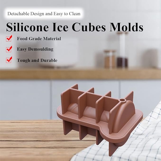 Ice Cube Mold Tray Novelty - Silicone Ices Cubes Trays 2 Pack with Lid BPA Free Ice Maker for Cocktail Whiskey Beer Coffee Homemade Keep Drinks Chilled