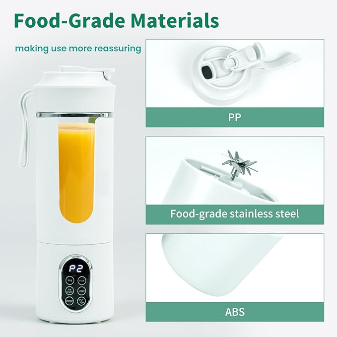 530ML Portable Blender,Mini Portable Electric USB Juicer,Small Personal Blender for Smoothies and Shakes,With Automatic Cleaning Function,Multi-Purpose and Easy To Use(white)