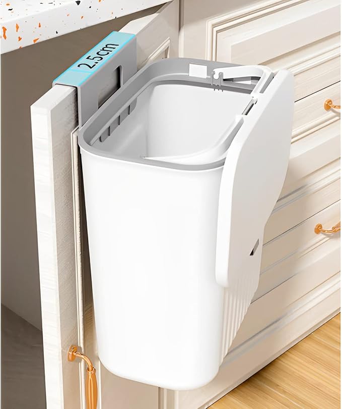 Sooyee 3 Pack 12L/3.2 Gal Kitchen Compost Bin for Countertop or Under Sink, Hanging Small Trash Can with Lid for Cupboard/Bathroom/Bedroom/Office/Camping,Compost Bucket White