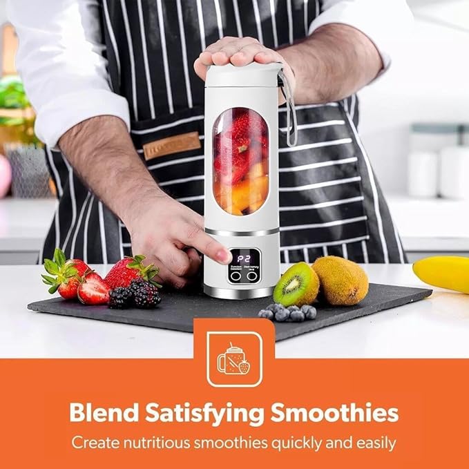 Paramexview® Portable Blender 16oz/500ml for Juices & Smoothies with 12 Stainless Steel Blades | USB Rechargable & 3 Levels Multi-Speed Control | 50W Powered fusion Portable Blender