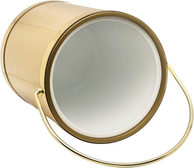 Made In USA Metallic Deco Collection Double Walled Insulated Ice Bucket With Ice Tongs (5-Quart, Gold)