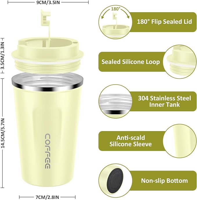 CS COSDDI 12 oz Stainless Steel Vacuum Insulated Tumbler - Coffee Travel Mug Spill Proof with Lid - Coffee Cups for Keep Hot/Ice Coffee,Tea and Beer