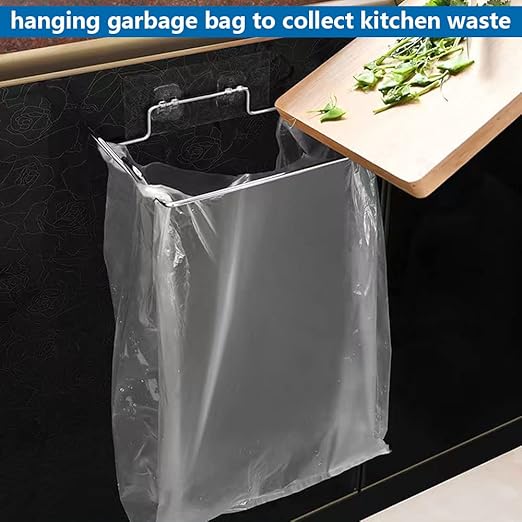 Trash Bag Holder for Cabinet Doors & Cupboards, Large Stainless Steel Portable Hanging Garbage Bag Holder, Kitchen Trash Can for Under Sink Trash, Camping Accessories