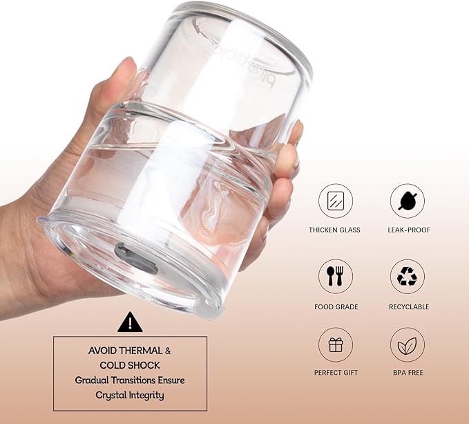 BLUEPOLAR 13oz/400ml Glass Water Tumbler with Straw and Lid Sealed Carry On Thick Wall Iced Coffee Cup Glass Cup for Water, Iced Tea Fruit Juice Etc (Aurora White-4Pack)
