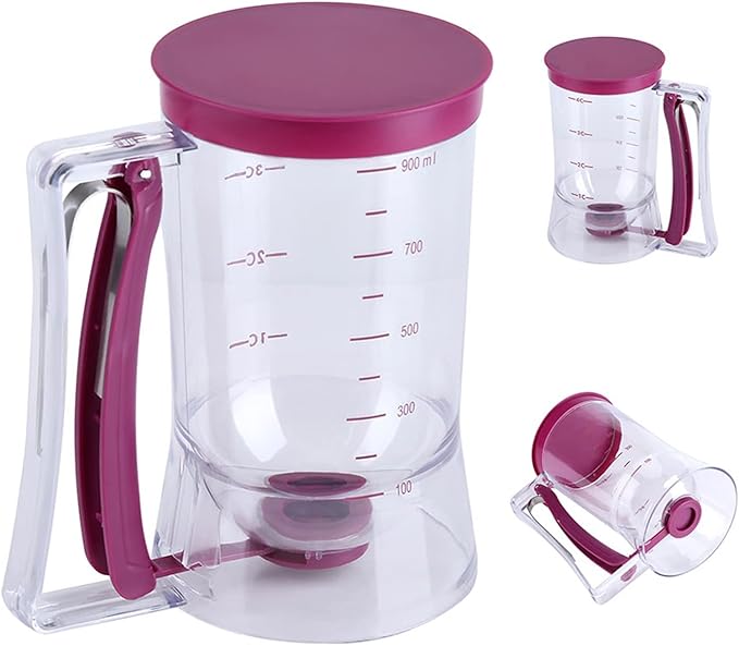 Pancake Batter Dispenser, Cupcake Batter Dispenser Biscuit Separator with Measuring Label Kitchen Baking Tool for Cupcakes, Waffles, Muffin Mix, Cake or Any Baked Goods