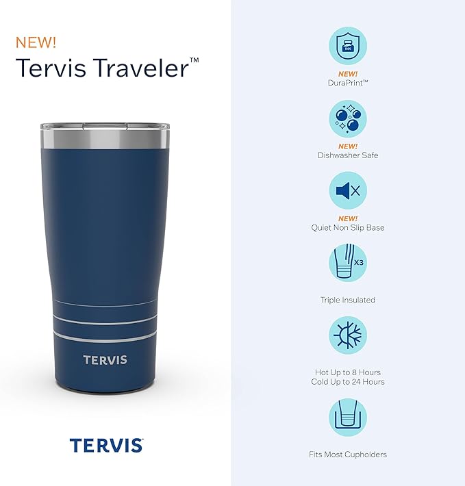 Tervis Traveler Sakura Japanese Cherry Blossom Triple Insulated Tumbler Travel Cup Keeps Drinks Cold & Hot, 20oz, Stainless Steel