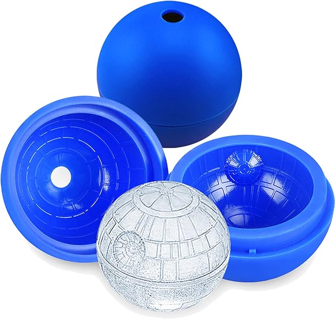 Ice Cube Mold 2 Pack Silicone 3D Space Station Ice Molds Sphere Big Ice Ball Maker for Whiskey, Bourbon and Cola (2)