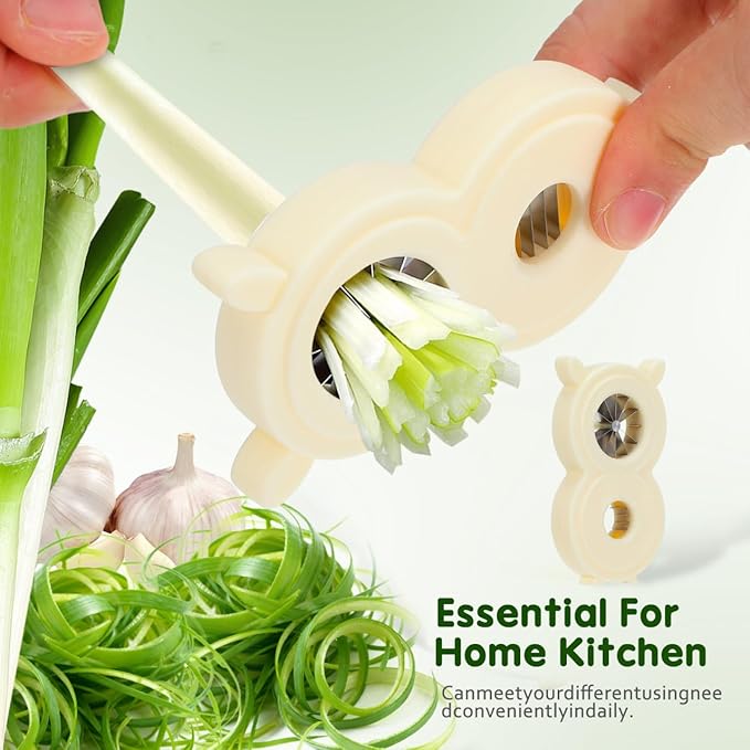 PRETYZOOM Green Onion Shredder 12 Blades Design for Uniform Precise Strips Equipped with 3 Blades Design Slicer for Other Vegetables Dishwasher Safe and Easy to Clean