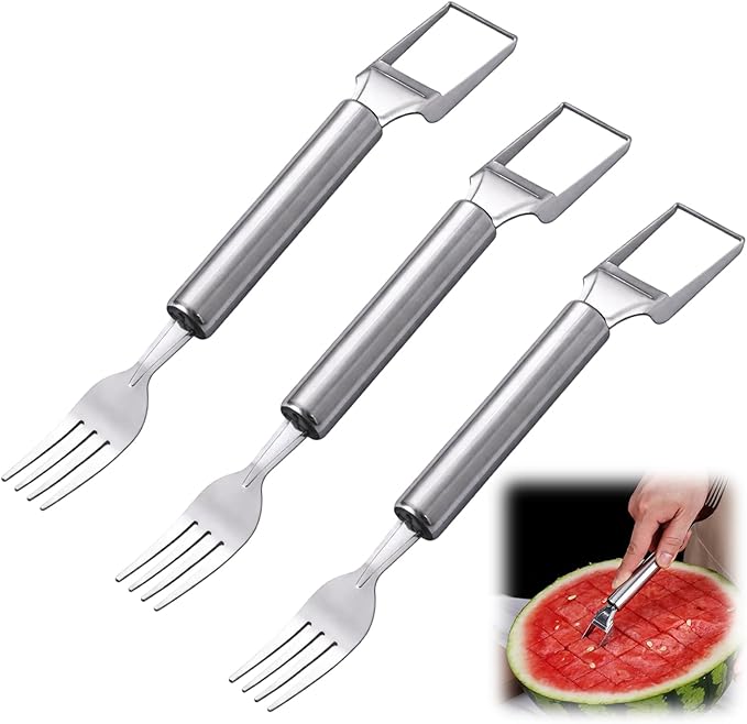 Watermelon Cutter Set of 3, Watermelon Slicer for Easy Fruit Cutting, Dual-Headed Design for Kitchen Use, Durable Material Construction