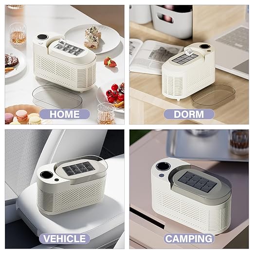 YUEWO Portable Countertop Mini Ice Maker - Ice Machine for Home, Office, Camping, Car | 10-15 Mins Fast Ice Making, 8 Cubes/Batch, 16.9oz Capacity, Ultra-Quiet 48dB, Food-Grade Safe (White)