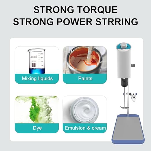 JOANLAB Electric Overhead Stirrer Mixer Laboratory Industrial Liquid Mixer Stirring 10,000mPa.s,10L,100-2000RPM Adjustable