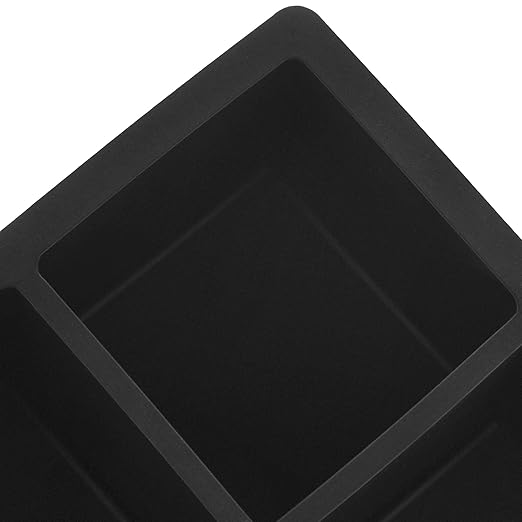 Amazon Basics Large Silicone Square Ice Cube Trays for Freezer, Dishwasher Safe, 4.25 x 4.25 x 1.77 in, Black, Set of 2