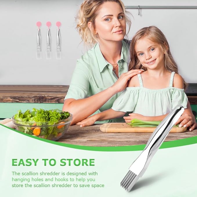 Vegetable Shredder,Scallion Shredder,Multifunctional Vegetable Green Onion Cutter,Kitchen Green Onion Slicer Sharp Scallion Shredding Cutter Shred Knife(3pcs)