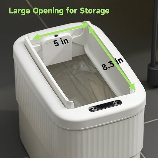 Sensor Hanging Trash Can with Lid 2.5 Gallon,Motion Sensor Garbage Can, Bathroom Trash Cans,Smart Trash Bin,Mountable/Desk for Kitchen Compost Bin,Liveroom,Office,White