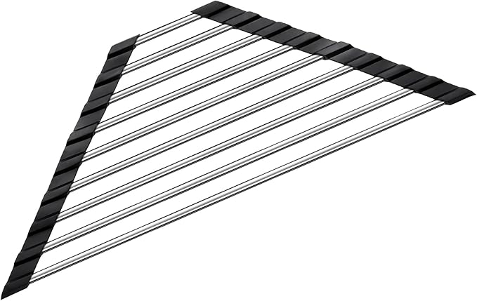 Corner Sink Caddy Triangle Dish Drying Rack for Sink Corner, Dish Drying Rack in Sink, Sponge Holder Roll Up Dish Drying Rack Over The Sink,Drainer Mat Sponge Caddy for Counter Storage