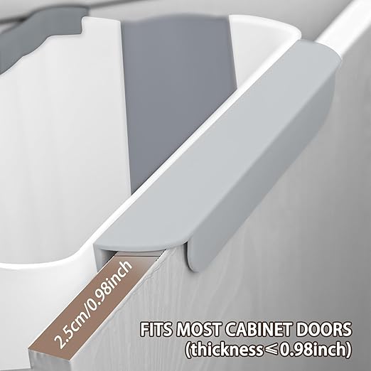 Soddeph Collapsible Hanging Trash Can for Kitchen Cabinet Door, 9L Plastic Foldable Waste Bin, 2.4 Gallon Small Wall Mounted Garbage Bin for Kitchen, Bathroom, Bedroom Countertop (Gray)