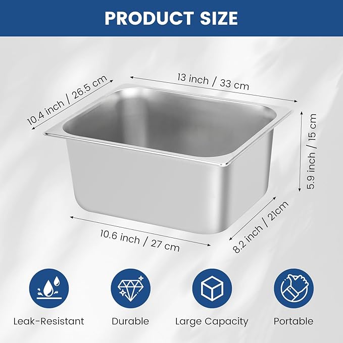 2 Pack Ice Bucket for Freezer,Freezer Ice Bin (large),Ice Buckets for Parties,Champagne Bucket,Stainless Steel Ice Bin for Freezer,Suitable for parties, picnics,and kitchen storage