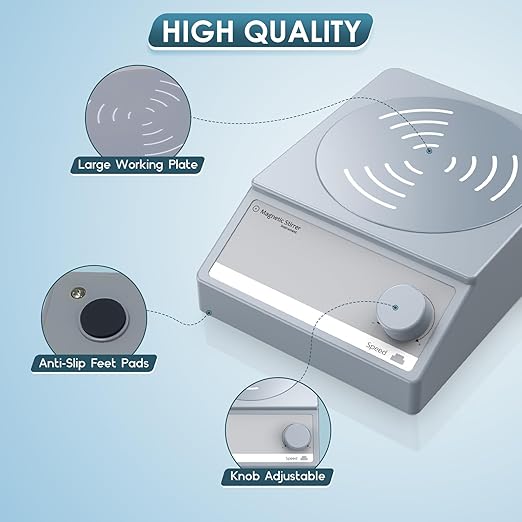 Magnetic Stirrer w/8 Stir Bars, 100 fl.oz Stir Plate, 3000 RPM Magnetic Stir Plate, Magnetic Mixer Grey (w/o Heating)