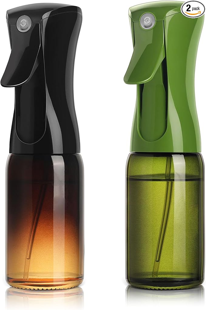 Mistifi Premium Oil Sprayer, Olive Oil Sprayer – Dark Glass Bottle for Cooking, Air Fryer & Salad – Fine Mist, Easy Press – Abyss and Green Set of 2