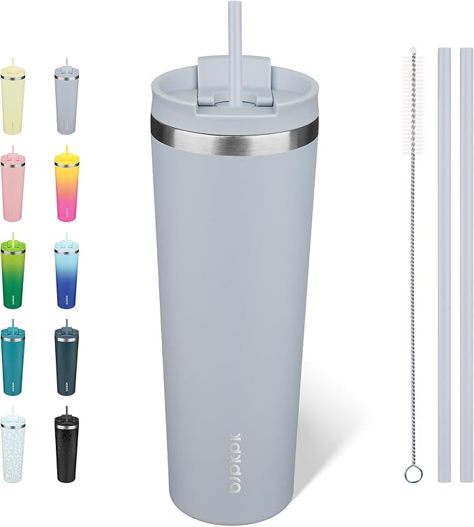 BJPKPK 30oz Stainless Steel Insulated Tumbler With lid And Straw Travel Coffee Thermal Tumblers Cup For Women And Men,Modern Blue