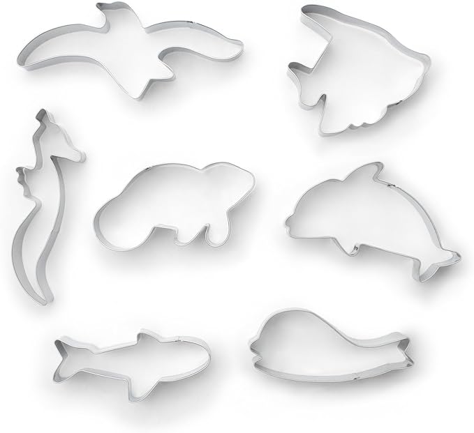 Fox Run 3655 Marine Life Cookie Cutter Set, Stainless Steel, 7-Piece