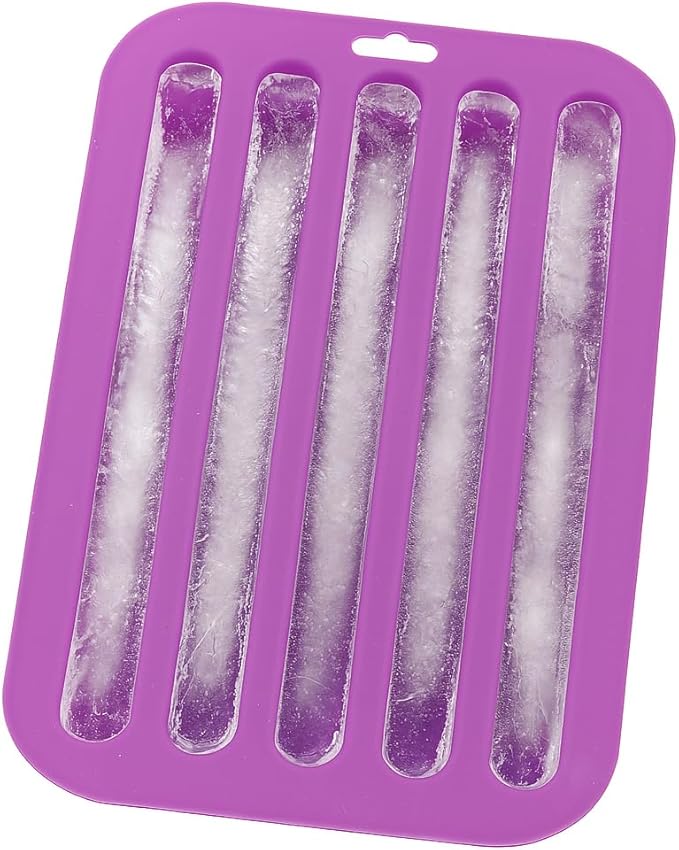 HIC Kitchen Silicone Water Bottle Ice Tray, Non-Stick, Makes 5 Long Ice Sticks