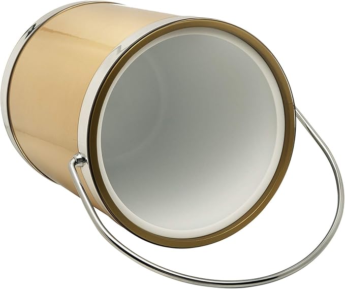 Made In USA Metallic Deco Collection Double Walled Insulated Ice Bucket With Ice Tongs (5-Quart, Gold & Silver)