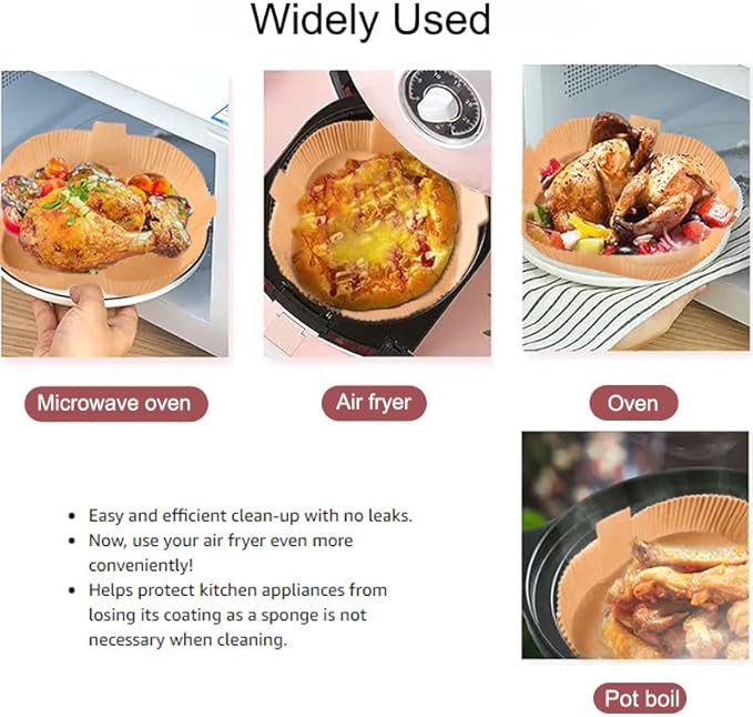 Air Fryer Disposable Paper Liner, Square Parchment Insert Non-Stick, Baking Food Grade Sheet for Aifryer Basket, Oven, Pan, Oil-proof, Water-proof, Papel Para Freidora De Aire(50PCS 6.3 Inch Natural)