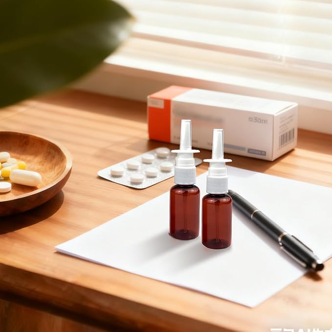 erioctry 12PCS 10ml Refillable Amber Plastic Nasal Bottles Fine Mist Sprayers Cosmetic Makeup Perfume Storage Container Container for Essential Oils Travel Perfumes Use (10ml)