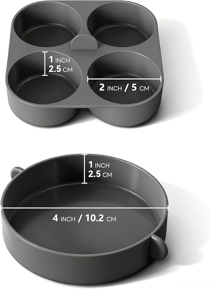 FineMade Silicone Egg Bite Molds for Instant Pot and Sous Vide Egg Bite Maker, 2 Pcs of 4 Inch Large Molds, 2 Pcs of 4-in-1 Mini Molds, Ideal for Breakfast Sandiwches, Healthy Snacks or Desserts