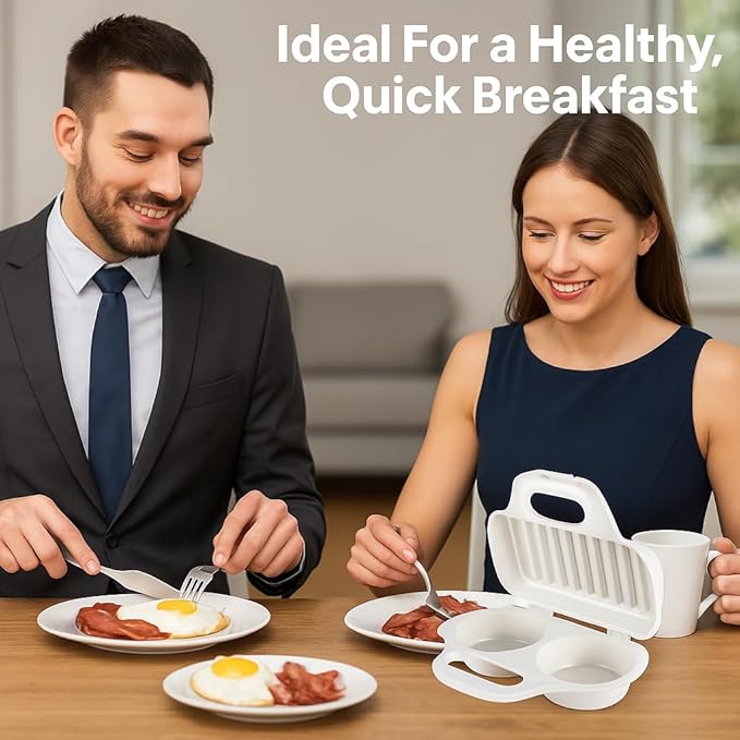 Microwave Egg Poacher BPA-Free by Dependable Industries Inc. Essentials – Quick & Easy 2-Cavity Egg Cooker for Perfect Poached Eggs in Minutes – Dishwasher & Microwave Safe