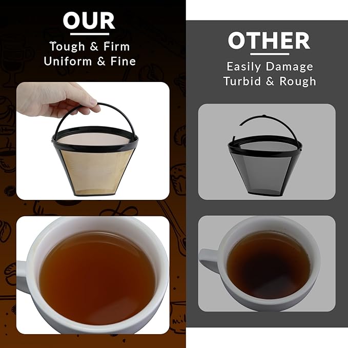 Coffee Filters #4 for Braun Coffee Maker, 2 Pack Reusable Cone Coffee Filters for Braun drip coffee maker 12 cup