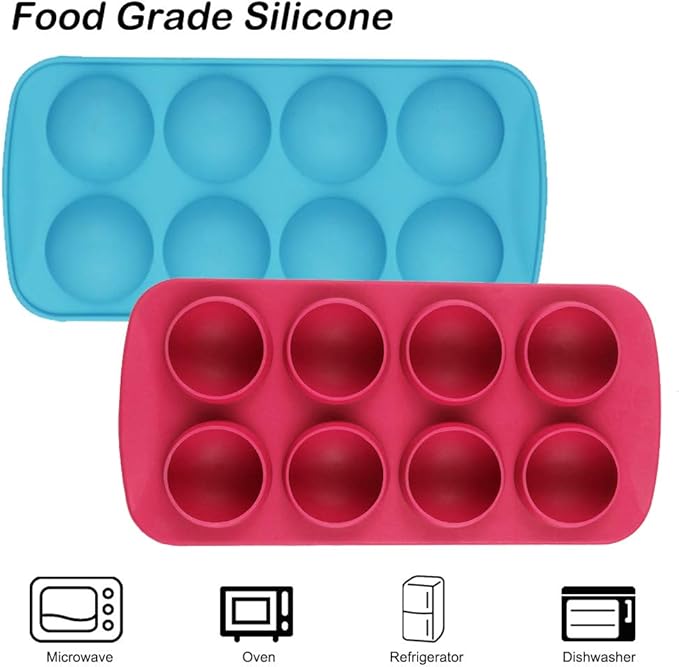 Set of 3, Silicone Chocolate Candy Molds, findTop Round Sphere Baking Molds for Cordial Truffle, Jello Pudding Ball Ice Cube Peanut Butter