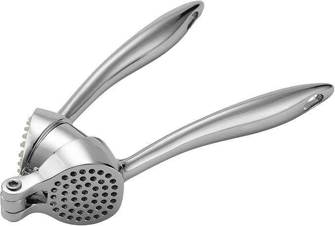 Garlic Press, Premium Zinc Alloy Garlic Crusher, Easy to Clean Professional Garlic Mincer with Built-in Cleaner, Sturdy Ginger Press for Nuts & Seeds, Dishwasher Safe
