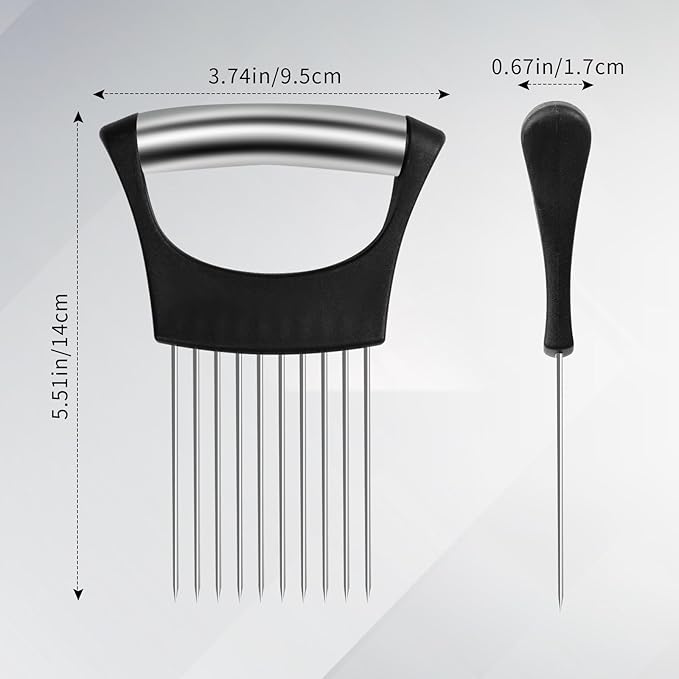 Onion Slicer Holder,Stainless Steel Onion Slicer for Slicing of Onions,Potato,Tomatoes,Avocados,Eggs and Vegetables(2PCS Black)
